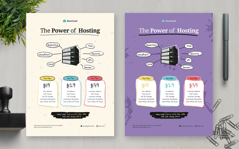 Flyer d'hébergement de dessin à la main - modèle d'identité d'entreprise