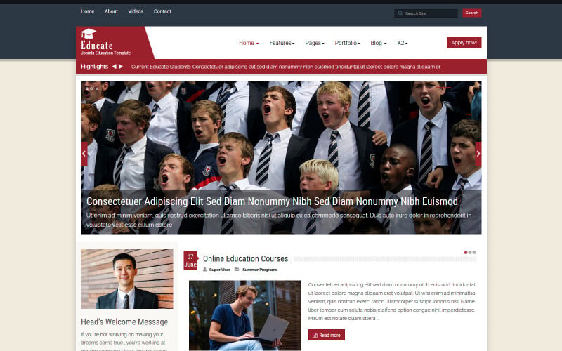 教育 LMS 在线课程 Joomla 模板