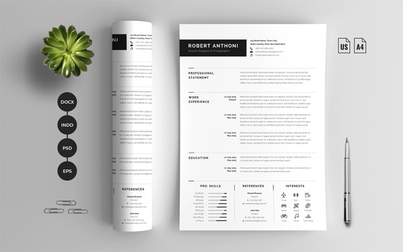 Lebenslauf-Vorlage namens Word & Cover Letter #110769