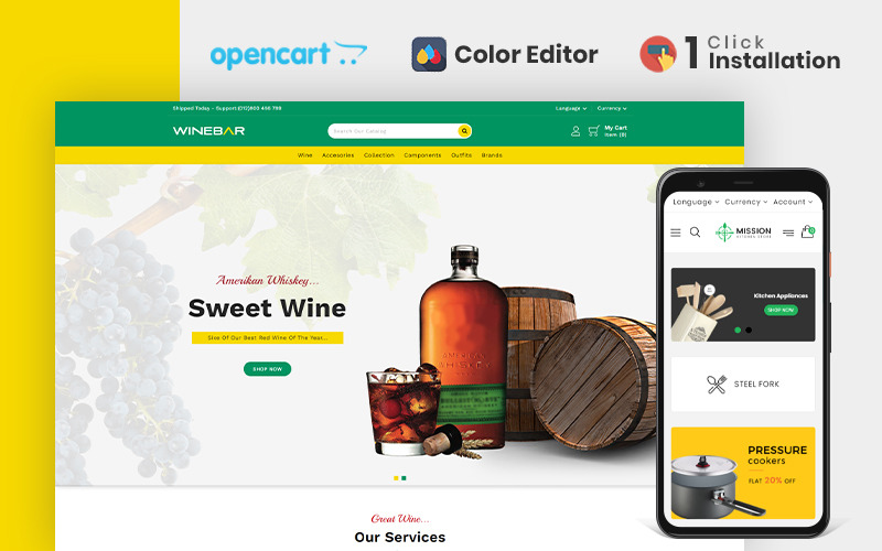 Plantilla OpenCart para Tienda de Vinos y Bebidas Winebar