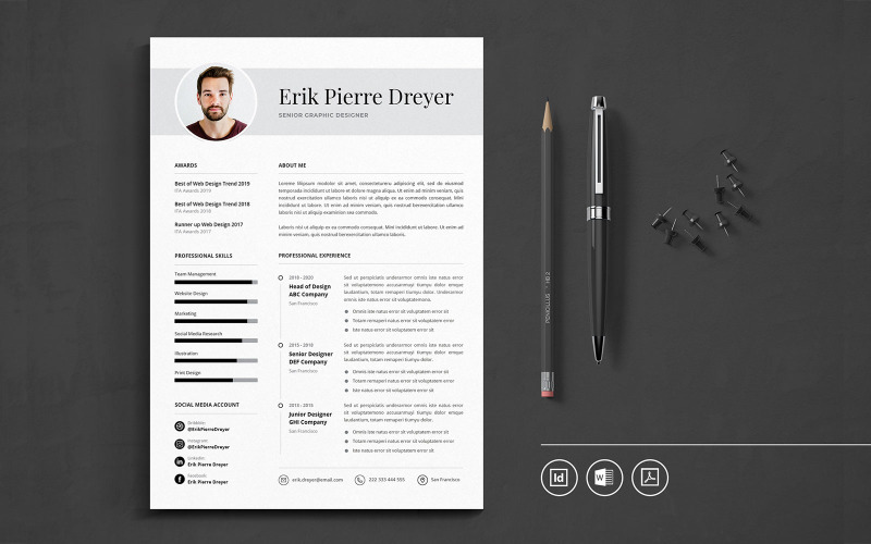 Download Резюме "Professional CV Indesign Vol.46 Resume Template" / Professional CV Indesign Vol.46 Resume Template - Резюме на тему графика resume,cv,minimalist,professional,modern,elegant,minimal,business,hiring,company,job,entrepreneur,indesign,word,corporate,hire,professional cv,cv resume template
