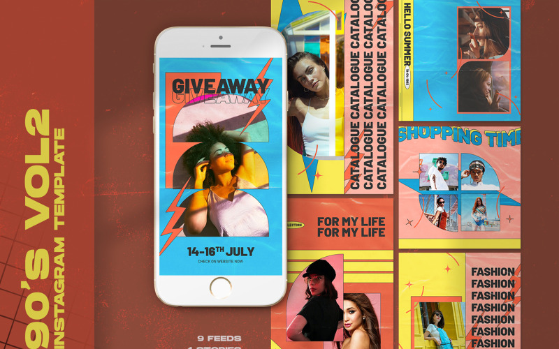Download Шаблон для соцсетей "90’s Vol2 Instagram Templates for Social Media" / 90’s Vol2 Instagram Templates for Social Media - Шаблон для соцсетей на тему графика 80s instagram,90s instagram,branding,company,fashion,fashion instagram,fashion template,fashion week,feminine,hypebeast,illustration,instagram,instagram pack,instagram story,media,modern,orga
