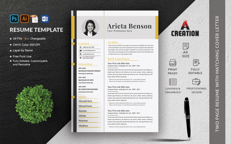 Szablon CV układu szablonu CV