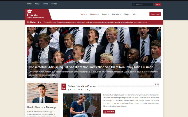 Utbilda utbildning LMS onlinekurser Joomla-mall