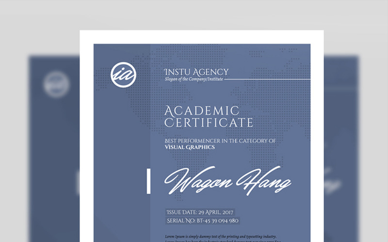 Download Шаблон сертификата "Company Certificate Template" / Company Certificate Template - Шаблон сертификата на тему графика academic,certificate,school,college,business,certificate