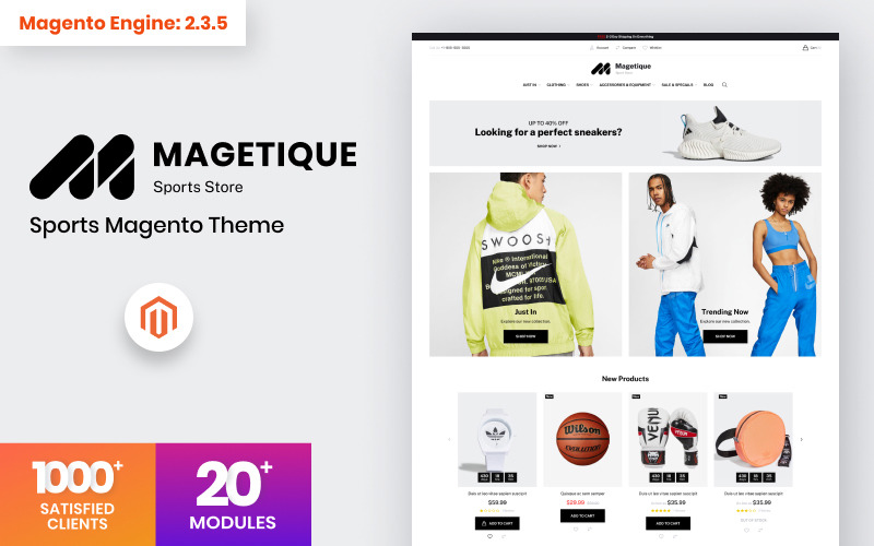 Magetique - Sports Store Magento 2 Theme Magento Teması