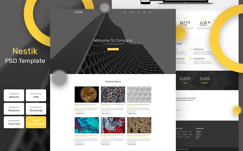 Download PSD шаблон "Nestik - Creative Material PSD Template" / Nestik - Creative Material PSD Template - PSD шаблон на тему графика business,template,hair,beauty,spa,website,isometric,makeup,corporate,flat,online,blog,responsive,site,navigation,interface,theme