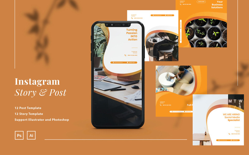 Download Шаблон для соцсетей "Elegant Company Instagram Post &amp; Story Template for Social Media" / Elegant Company Instagram Post &amp; Story Template for Social Media - Шаблон для соцсетей на тему графика corporate instagram,company instagram,instagram for company,business,brand,lifestyle,minimalist,modern,elegant,simple,creative,template,instagram post,elegant instagram,small business