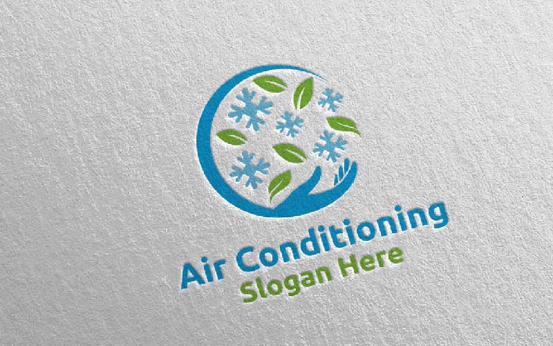 Fix Snow Air Conditioning and Heating Services 27 Logo Template