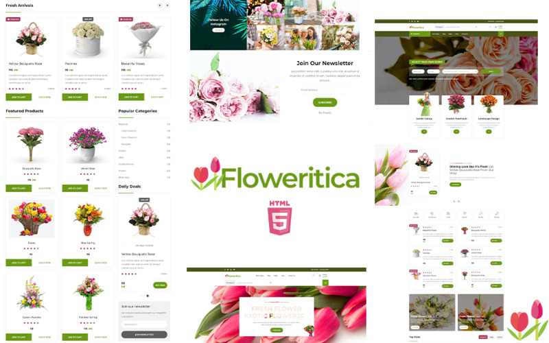 Floristica | Blommor och ros Shop webbplats mall