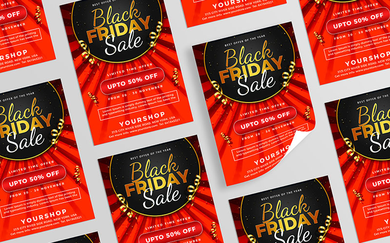 Folheto de venda da Black Friday - modelo de identidade corporativa