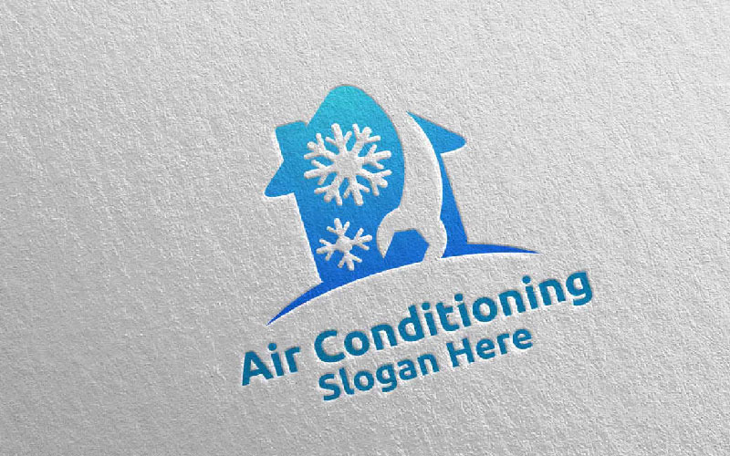 Modèle de logo de services de climatisation et de chauffage de neige