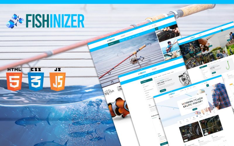 Fishinizer | Fiske och marina tillbehör HTML5 webbplatsmall