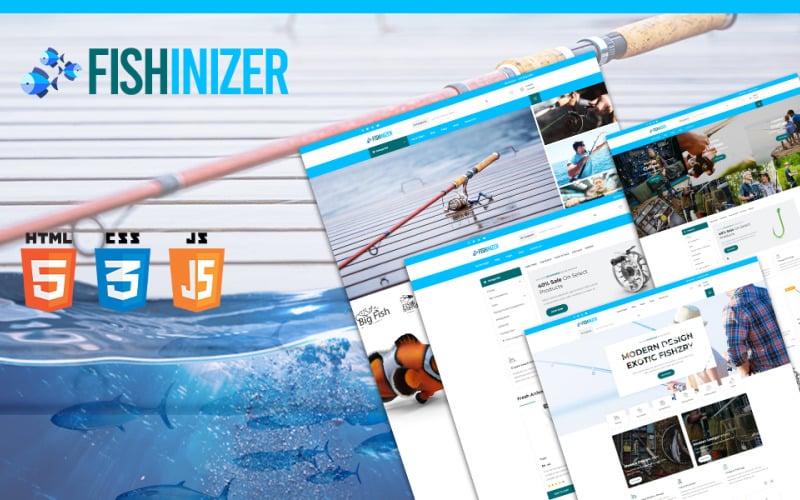 Fishinizer | Modello di sito Web HTML5 per accessori marini e pesca