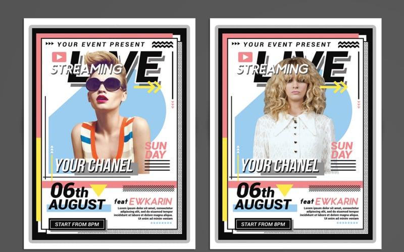 Download Фирменный стиль "Live Stream Event Flyer - Corporate Identity Template" / Live Stream Event Flyer - Corporate Identity Template - Фирменный стиль на тему графика ads,band,concert,festival,flyer,hype,instagram,instagram post,instagram story,live,marketing,modern,music,musician,online,podcast,poster,radio,seminar,singer