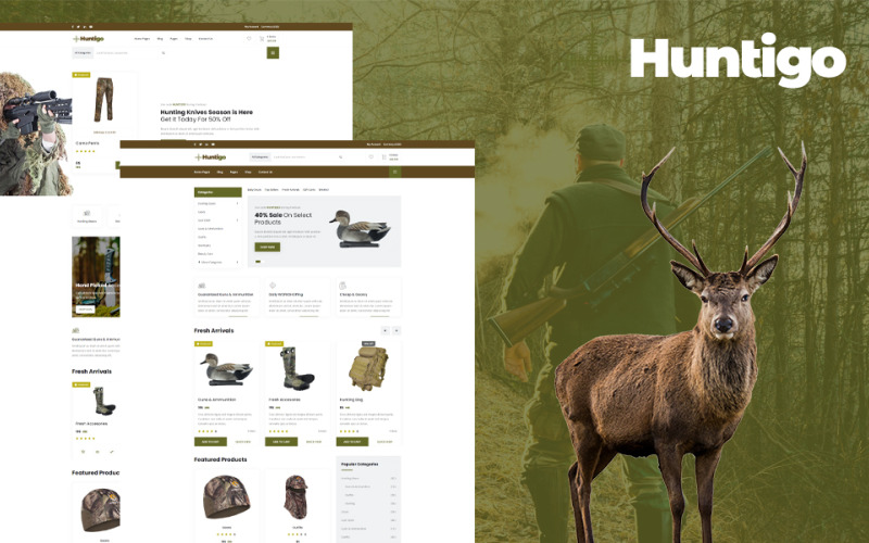Huntigo - Avcılık ve Mühimmat HTML Web Sitesi Şablonu