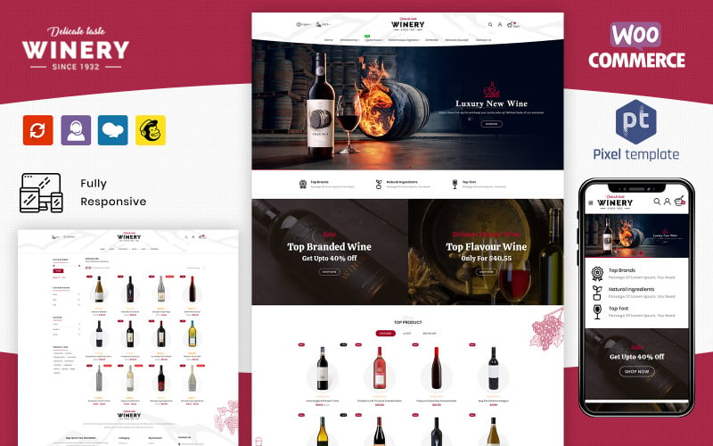 Vinícola - Loja de bebidas e loja de vinhos WooCommerce Theme