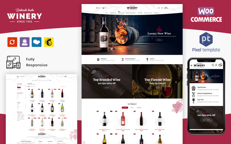 Wijnmakerij - Slijterij en wijnwinkel WooCommerce-thema