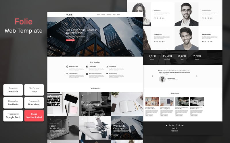 Download PSD шаблон "Folie - Business Material PSD Template" / Folie - Business Material PSD Template - PSD шаблон на тему графика design,template,web,website,web design,landing page,page,web template,landing,business,marketing,digital,seo,blog,portfolio,services,responsive,theme,agency