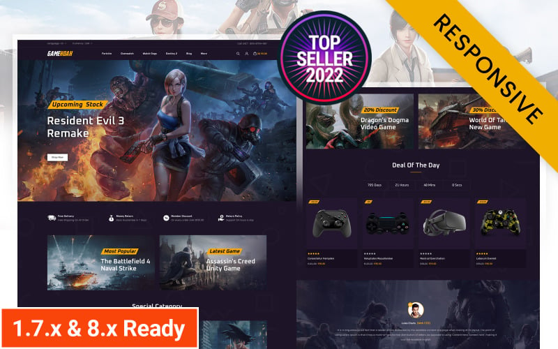 Gamehoak - Boutique de jeux en ligne Thème réactif PrestaShop