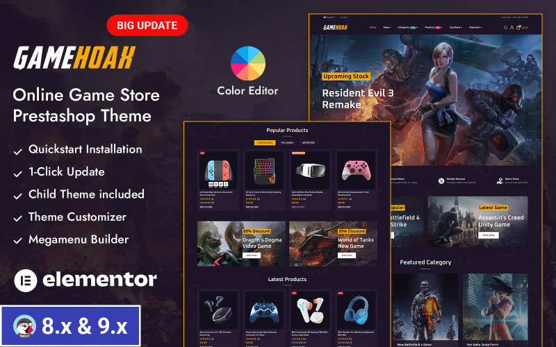 Gamehoak - Tienda de juegos en línea PrestaShop Responsive Theme