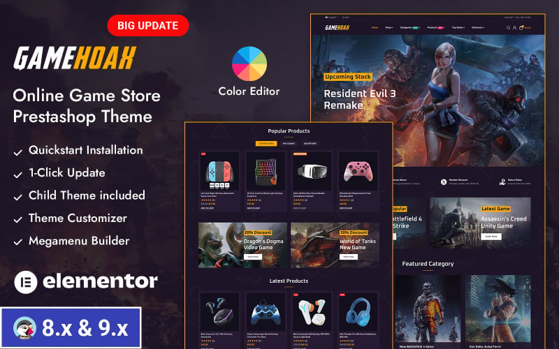 Gamehoak - 在线游戏商店 PrestaShop 响应式主题