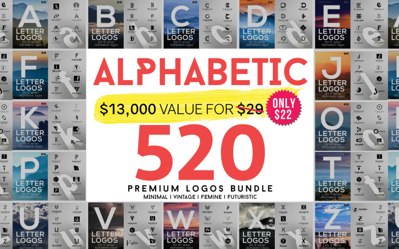 Download Шаблон логотипа "520 A to Z Bundle Logo Template" / 520 A to Z Bundle Logo Template - Шаблон логотипа на тему графика logos,alphabetical,alphabetical logos,feminine,circle,minimal,decorative,glitter,vintage,template,bundle,creator,biggest logos bundle,elegant logos,minimal logos,corporate logos,business logo