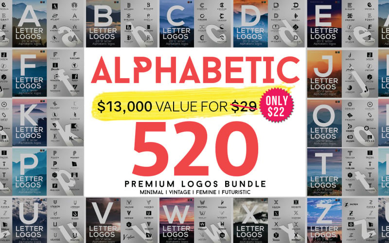 Pack de 520 modèles de logos de A à Z - Nouvelle édition 2026