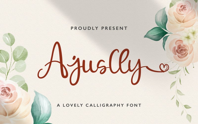 Download Шрифт "Ajuslly - Modern Calligraphy Font" / Ajuslly - Modern Calligraphy Font - Шрифт на тему графика calligraphy,handlettering,handwritten,signature,luxury,modern,feminime,lovely,stylish,casual,handdrawn,elegant,ligature,whimsical,script