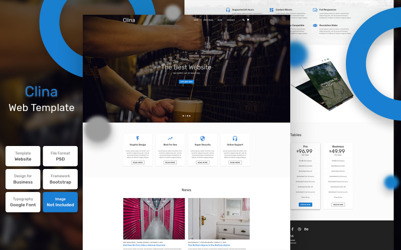 Download PSD шаблон "Clina - Agency Material PSD Template" / Clina - Agency Material PSD Template - PSD шаблон на тему графика design,template,web,website,web design,landing page,page,web template,landing,business,marketing,digital,seo,blog,portfolio,services,responsive,theme