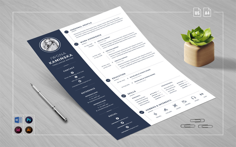 Plantilla de curriculum vitae de carta de presentación de Word