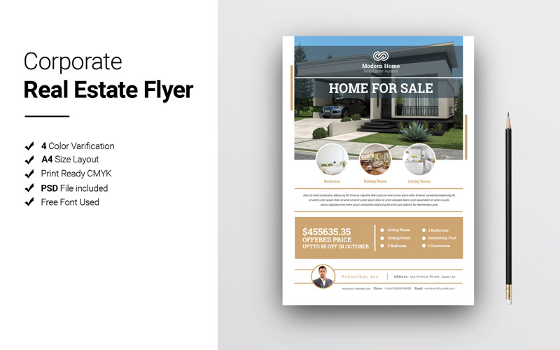 Download Фирменный стиль "Real Estate 04 Flyer - Corporate Identity Template" / Real Estate 04 Flyer - Corporate Identity Template - Фирменный стиль на тему графика a4,ad,business,clean,corporate flyer,customisable,customize,design,easy,editable logo,flyer,free fonts,indesign,letter,logo,magazine ad,modern,corporate,photoshop,poster