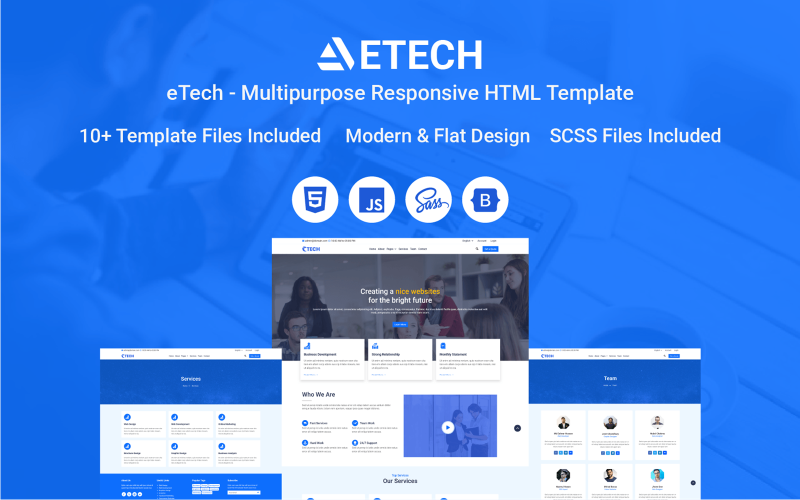 eTech - Multifunctionele HTML-websitesjabloon