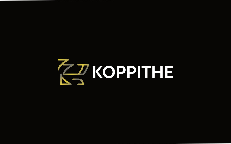 Золота буква K - шаблон логотипу KOPPITHE