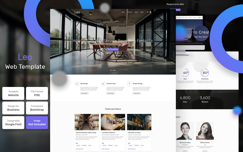 Download PSD шаблон "Leo - Business Material PSD Template" / Leo - Business Material PSD Template - PSD шаблон на тему графика design,template,web,website,web design,landing page,page,web template,landing,business,marketing,digital,seo,blog,portfolio,services,responsive,theme,agency