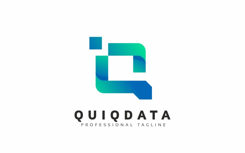 Modelo de logotipo de carta Quiq Data Q