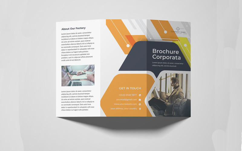 Дизайн бизнес-брошюры Trifold - шаблон фирменного стиля