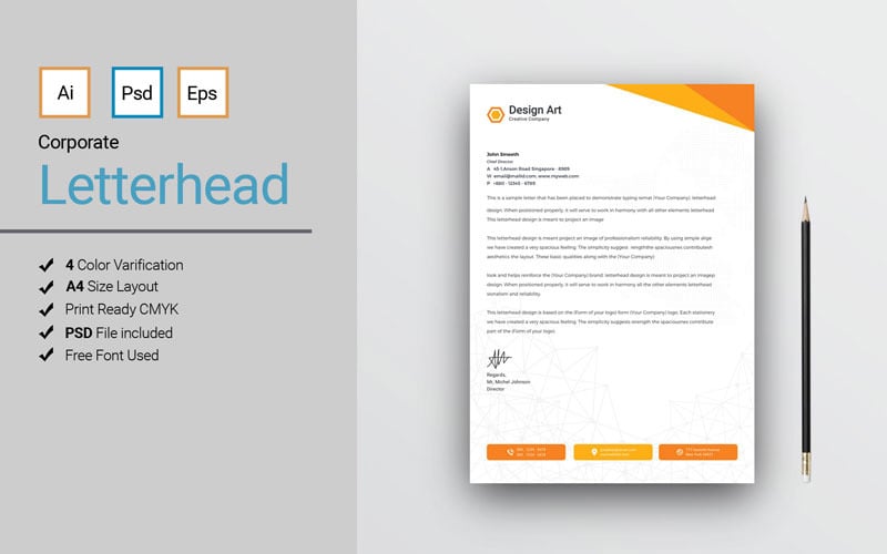 Download Фирменный стиль "Letterhead Vol04 - Corporate Identity Template" / Letterhead Vol04 - Corporate Identity Template - Фирменный стиль на тему графика letterhead,clean,colorful,corporate,creative,editable,elegant,ipad,letter,modern,pad,print ready,simple,sleek,stationery,stylish