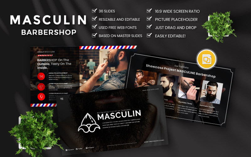 Maschile Barbershop Google Slides