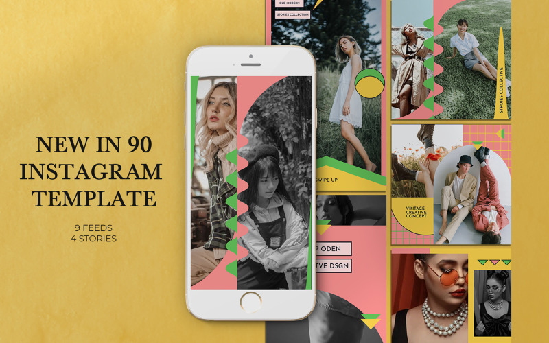 Download Шаблон для соцсетей "New In 90’s Instagram Templates for Social Media" / New In 90’s Instagram Templates for Social Media - Шаблон для соцсетей на тему графика 80s instagram,90s instagram,azruca,branding,company,fashion,fashion instagram,fashion template,fashion week,feminine,hypebeast,illustration,instagram,instagram pack,instagram story,media,mode