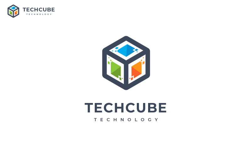 Технологія куб дизайн логотипу шаблон