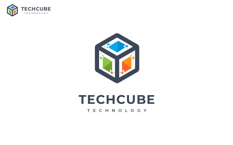 Teknoloji Küp Tasarım Logo Şablonu