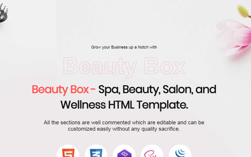 BeautyBox - modelo de página inicial de spa, beleza, salão de beleza e bem-estar