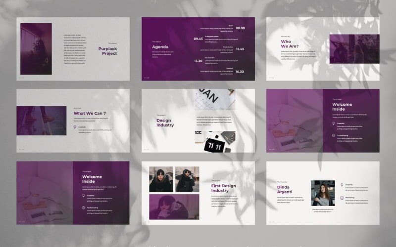 Plantilla de PowerPoint - presentación de negocios púrpura creativa