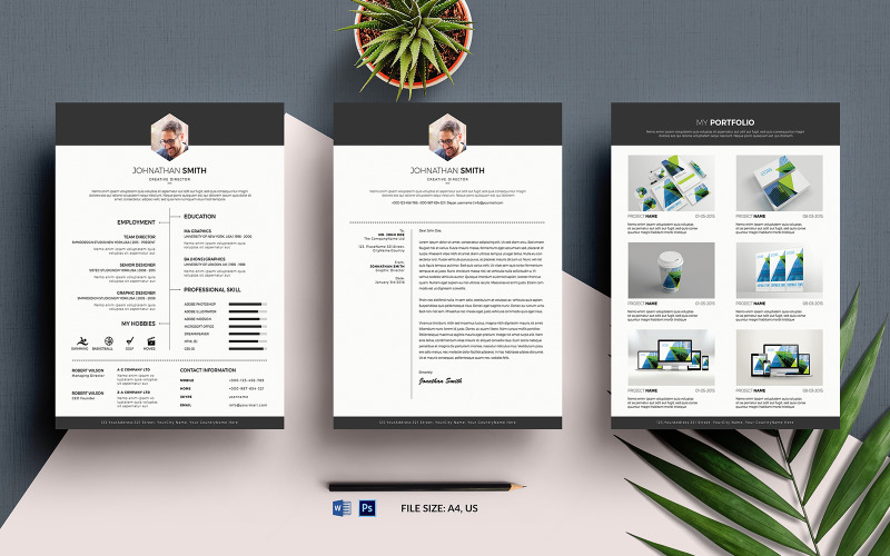 Download Резюме "Creative Resume Template" / Creative Resume Template - Резюме на тему графика a4,classic resume,cover letter,curriculum vita,cv,data,diy template,easy,fresh and clean,gray,job,job application,letter,minimalist,modern,ms word,personal information,portfolio