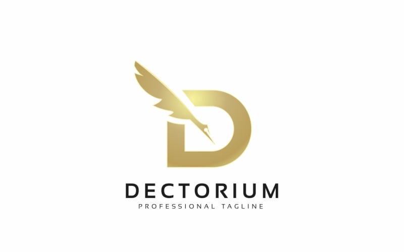 D Letter Write Logo Template