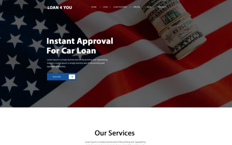Loan4you - Loan shop Landing Page PSD Template