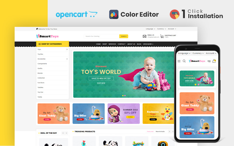 Modello OpenCart del negozio di giocattoli intelligente