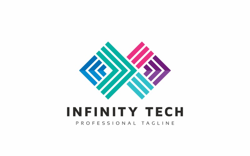 Modelo de logotipo colorido da Infinity Tech