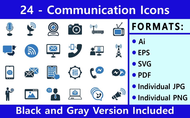 Paquete de comunicación | Conjunto de iconos vectoriales multiusos
